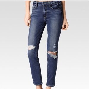 NWT PAIGE Jacqueline Straight Straight Crop Nerea Destructed Jeans 29